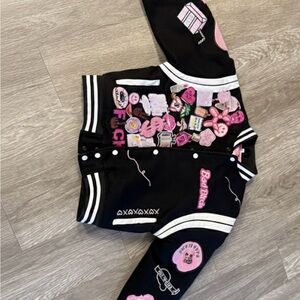 Black and Pink Kids Varsity Jacket